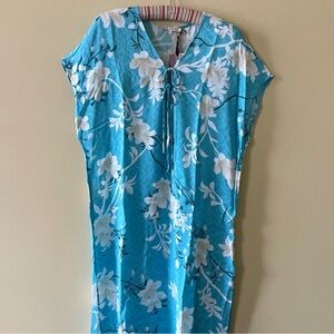 Novella Royale | Margot Caftan in Aqua Lilies, Sz M/L ♥ NWT!
